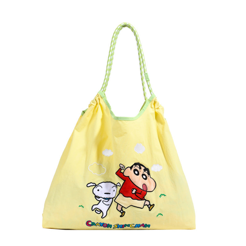 Summer Crayon Embroidery Cartoon Large Capacity Environmentally Shoulder Bags