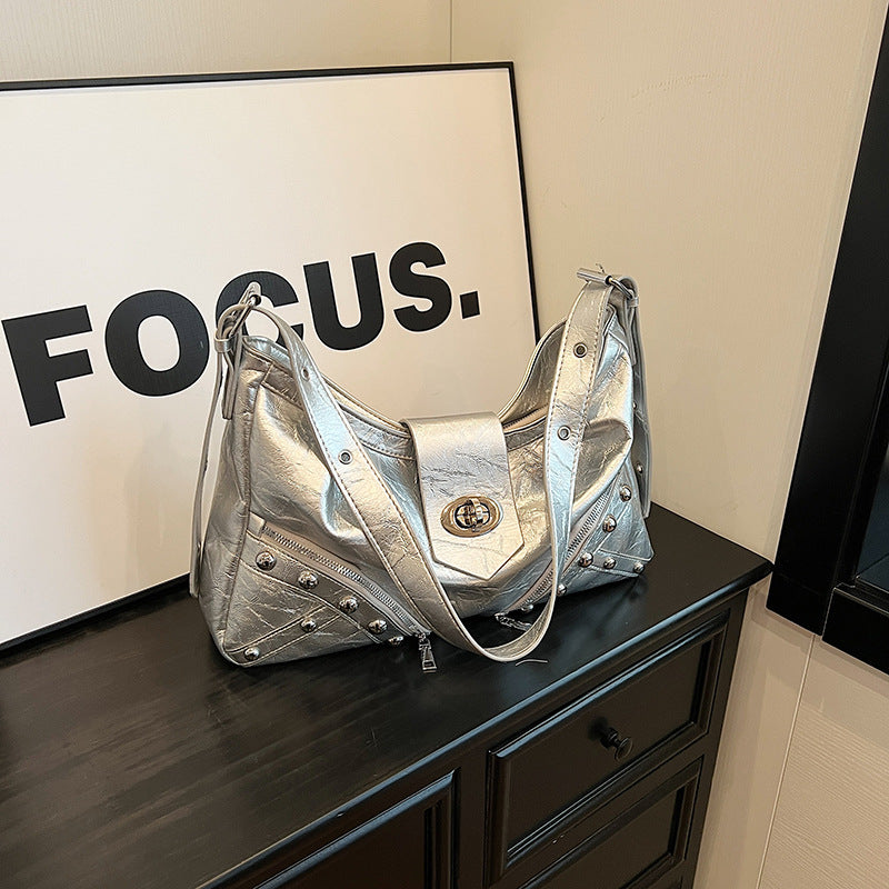 Women's Large Capacity Hot Retro Underarm Motorcycle Tote Bags