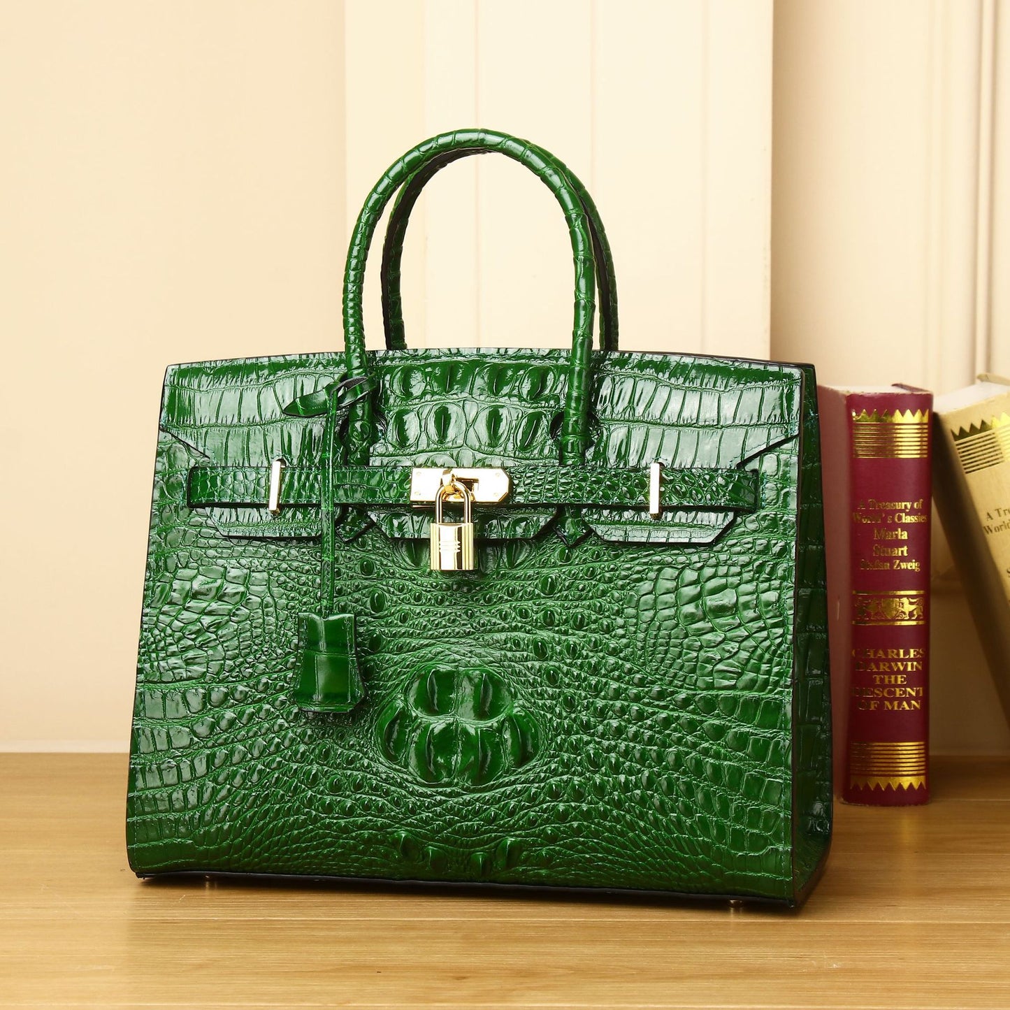 Women's Crocodile Leather Genuine Fashion Big Versatile Handbags