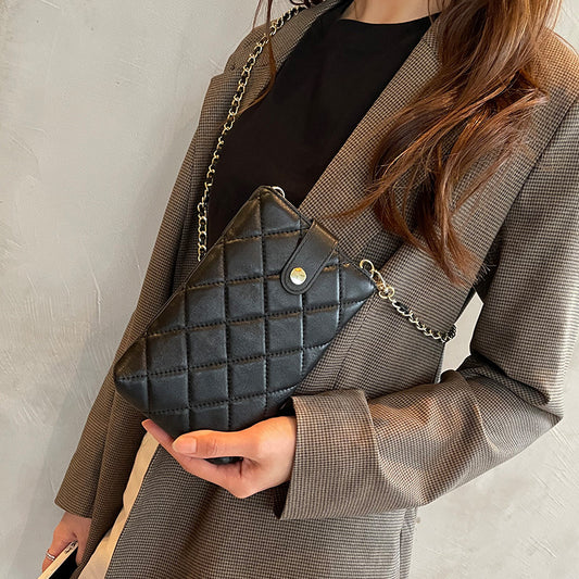 Women's Soft Sheepskin For Leather Vertical Diamond Crossbody Bags