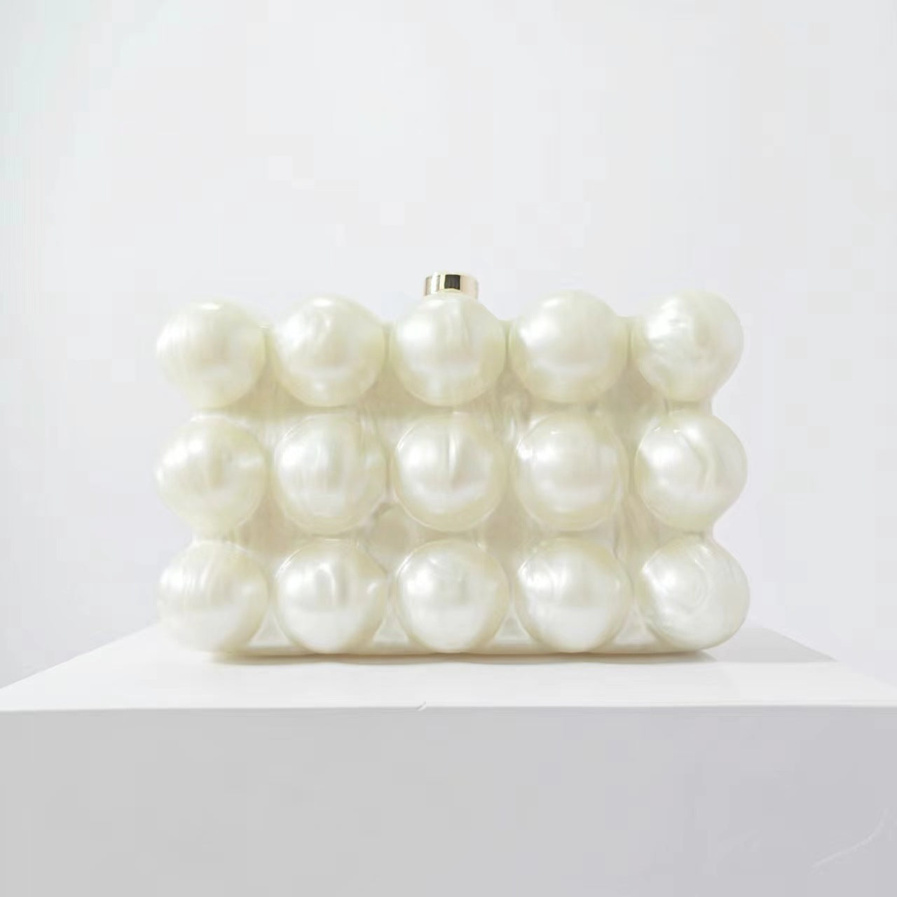 French Wave Pearlescent Egg Shell Acrylic Evening Bags