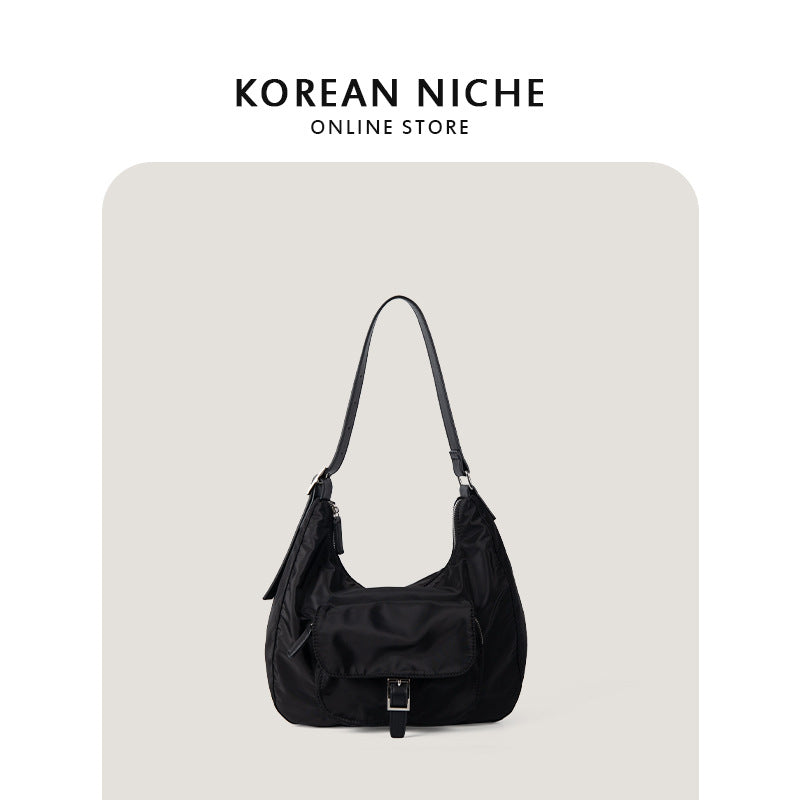 Women's Korean Niche Design Contrast Color Underarm Commute Large Armpit Bags