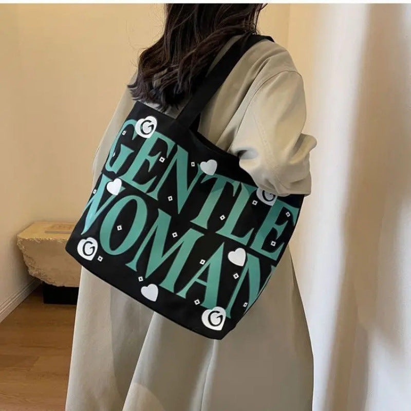 Letter Fashion Large Capacity Female Canvas Women's Shoulder Bag