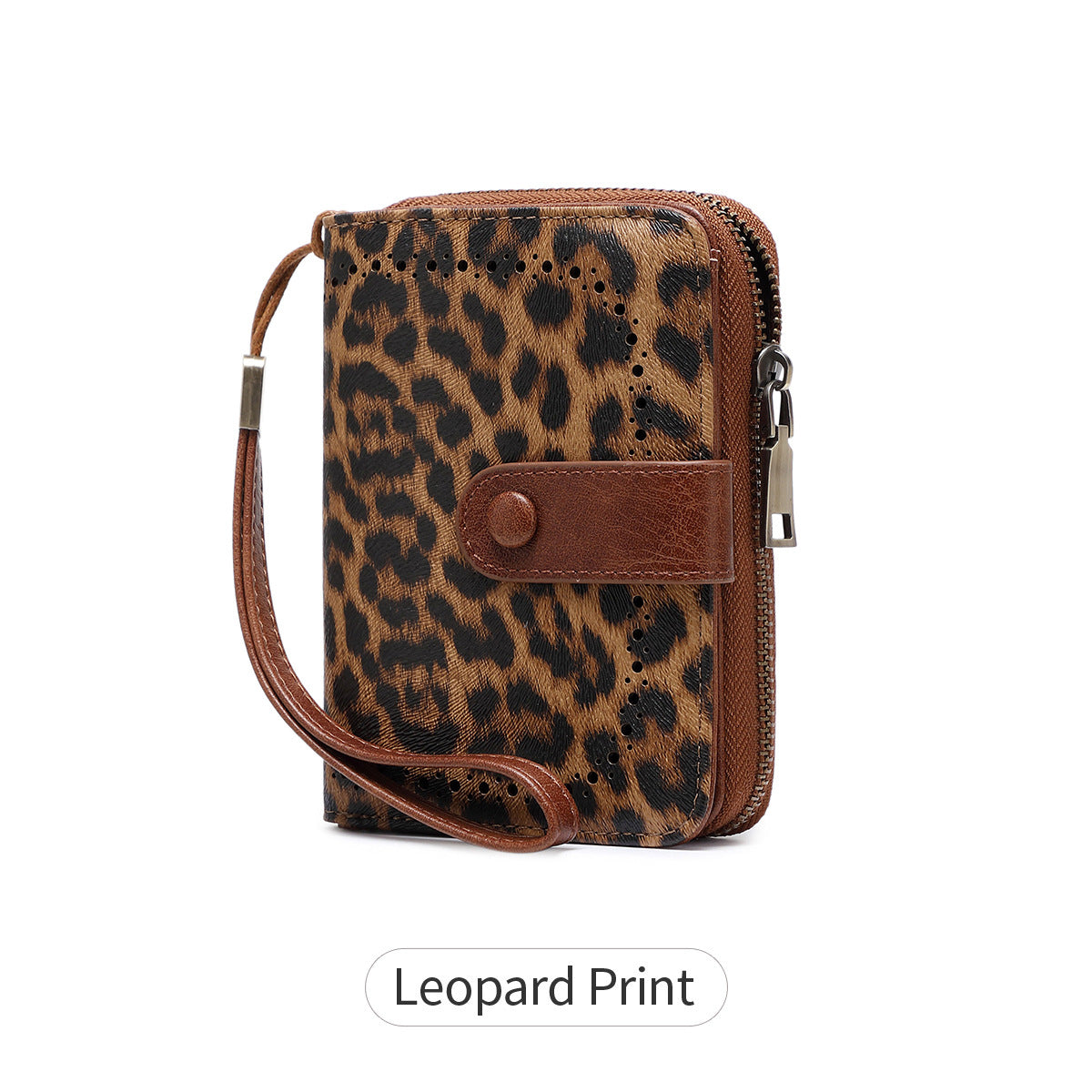 Women's Leopard Print Multifunctional Zipper Vintage Purses