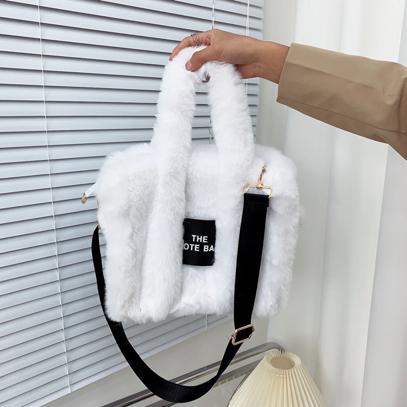 Women's Faux Fur Plush Shopping Commuter Bags