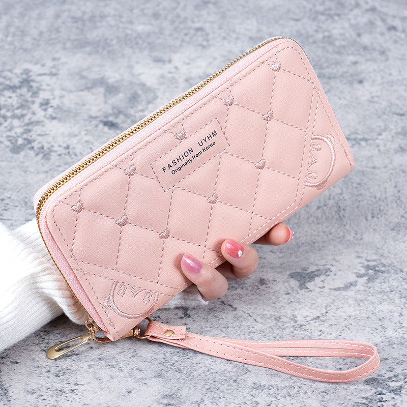 Popular Women's Korean Fashion Embroidery Zipper Coin Purses