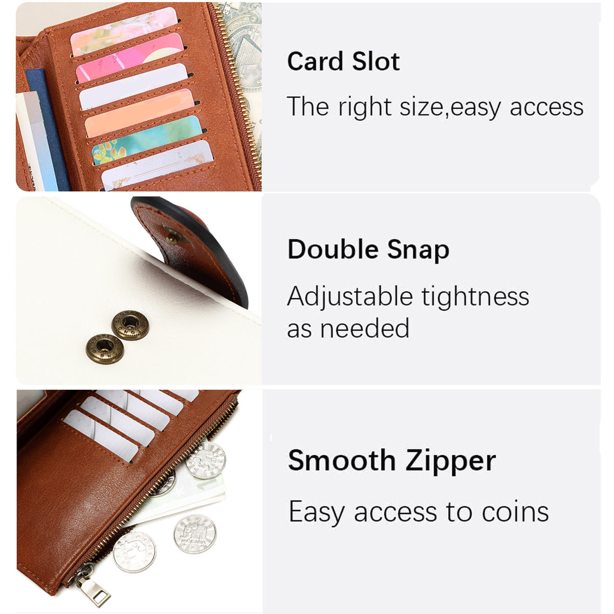 Women's Swiping Leather Multiple Slots Trifold Fashion Ladies Wallet