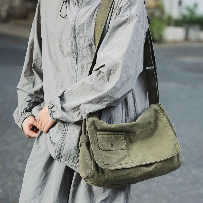 Women's & Men's Style Washed Canvas Idle Artistic College Women's Messenger Bag