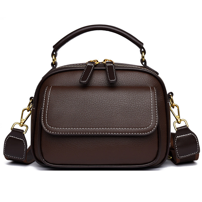 Women's Box Doctor Leather Pattern Versatile Contrast Color Bags