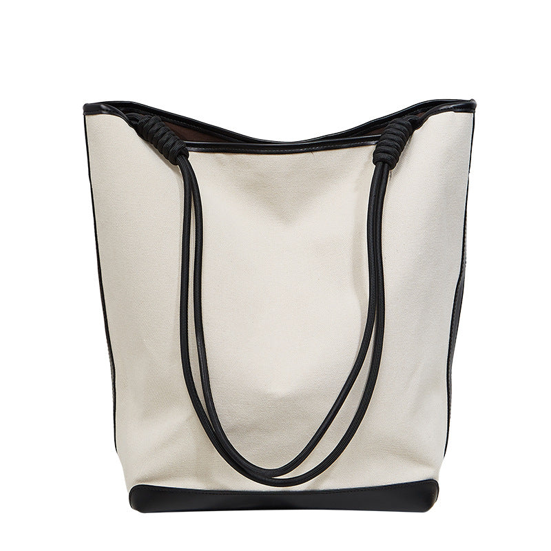 Women's Contrast Color Large Capacity Retro Canvas Bags