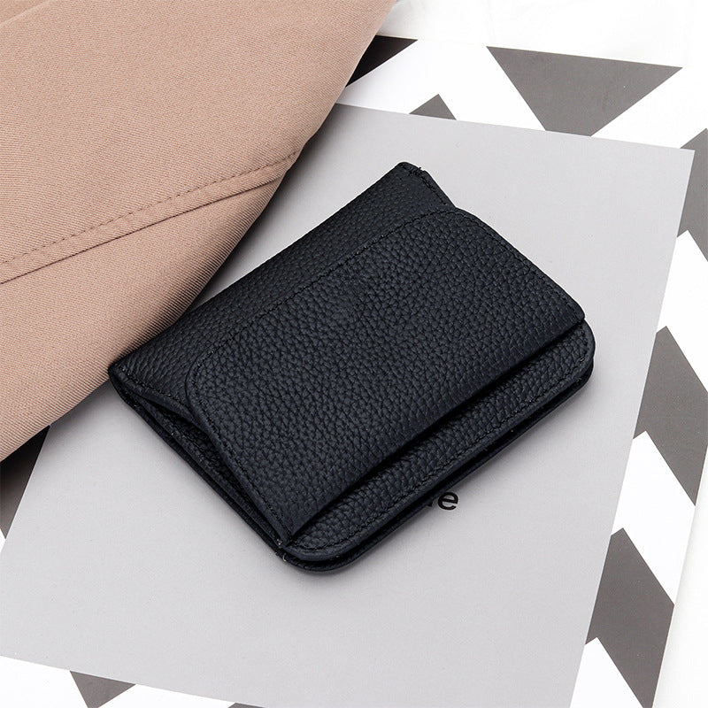 Women's Full Leather Simple Folding Genuine Ladies Wallet