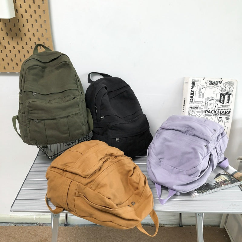 Color Canvas Double Back Street Trend For Boys Backpacks