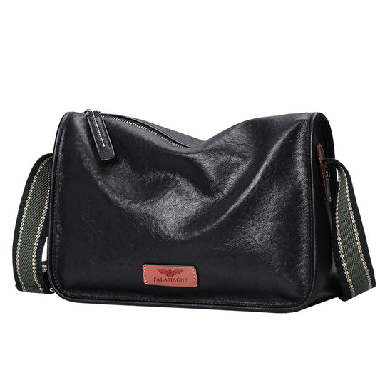 Men's Fl Black Genuine Leather Fashion Commuter Men's Shoulder Bags