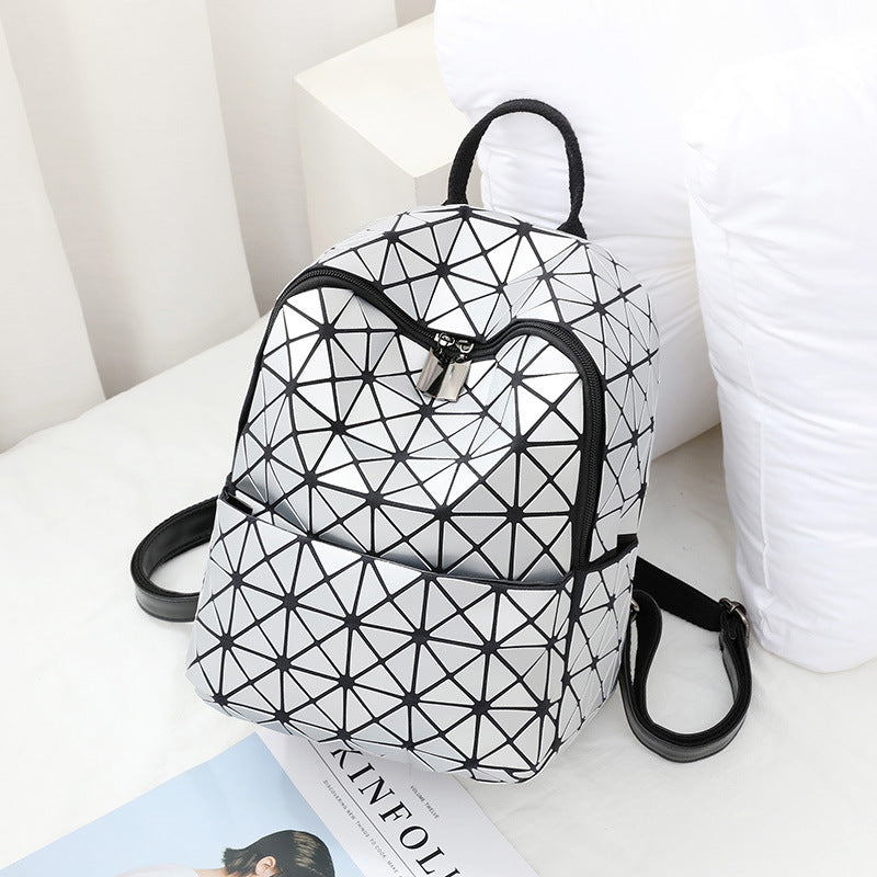 Women's Geometric Trend Rhombus Luminous Color Changing Backpacks