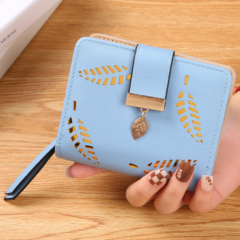 Women's Short Leaf Korean Hollowed Fashion Trendy Ladies Wallet