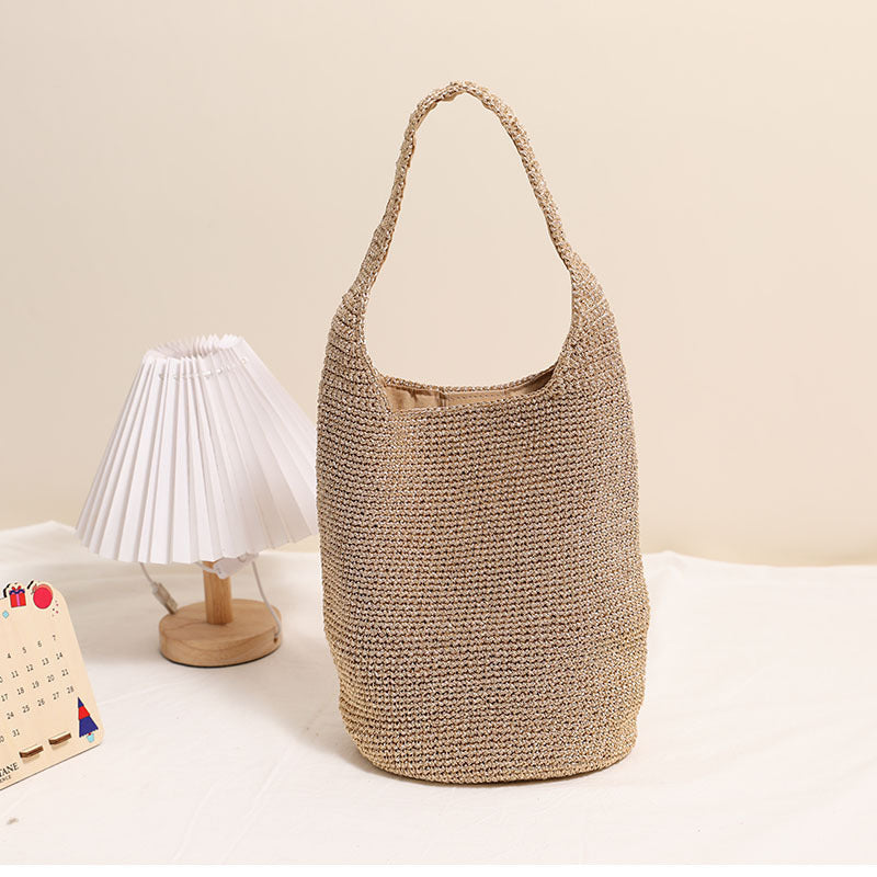 Women's One Straw Fashion Portable Woven Vacation Shoulder Bags