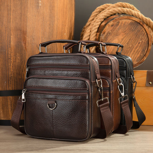 Men's Leather Business First Layer Cowhide Men's Shoulder Bags