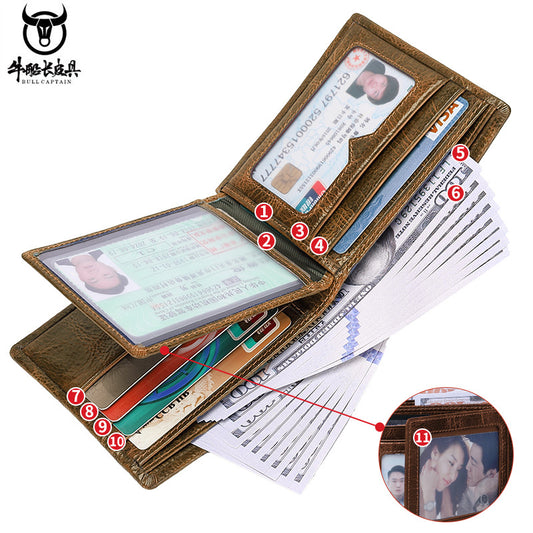 First Layer Cowhide Lightning Pattern Man's Men's Wallets