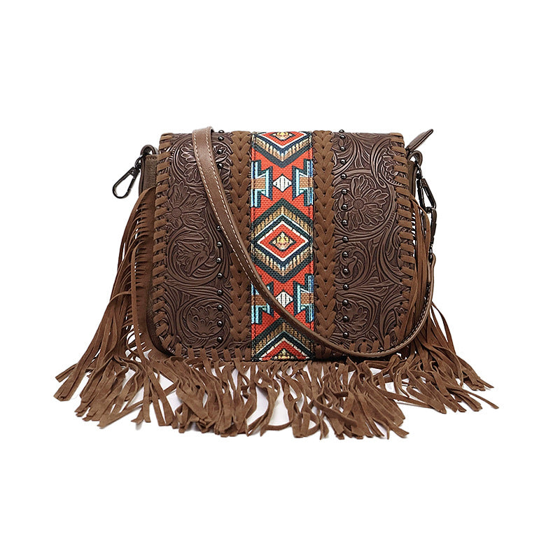 Women's Bohemian Ethnic Style Tassel Leather Crossbody Bags
