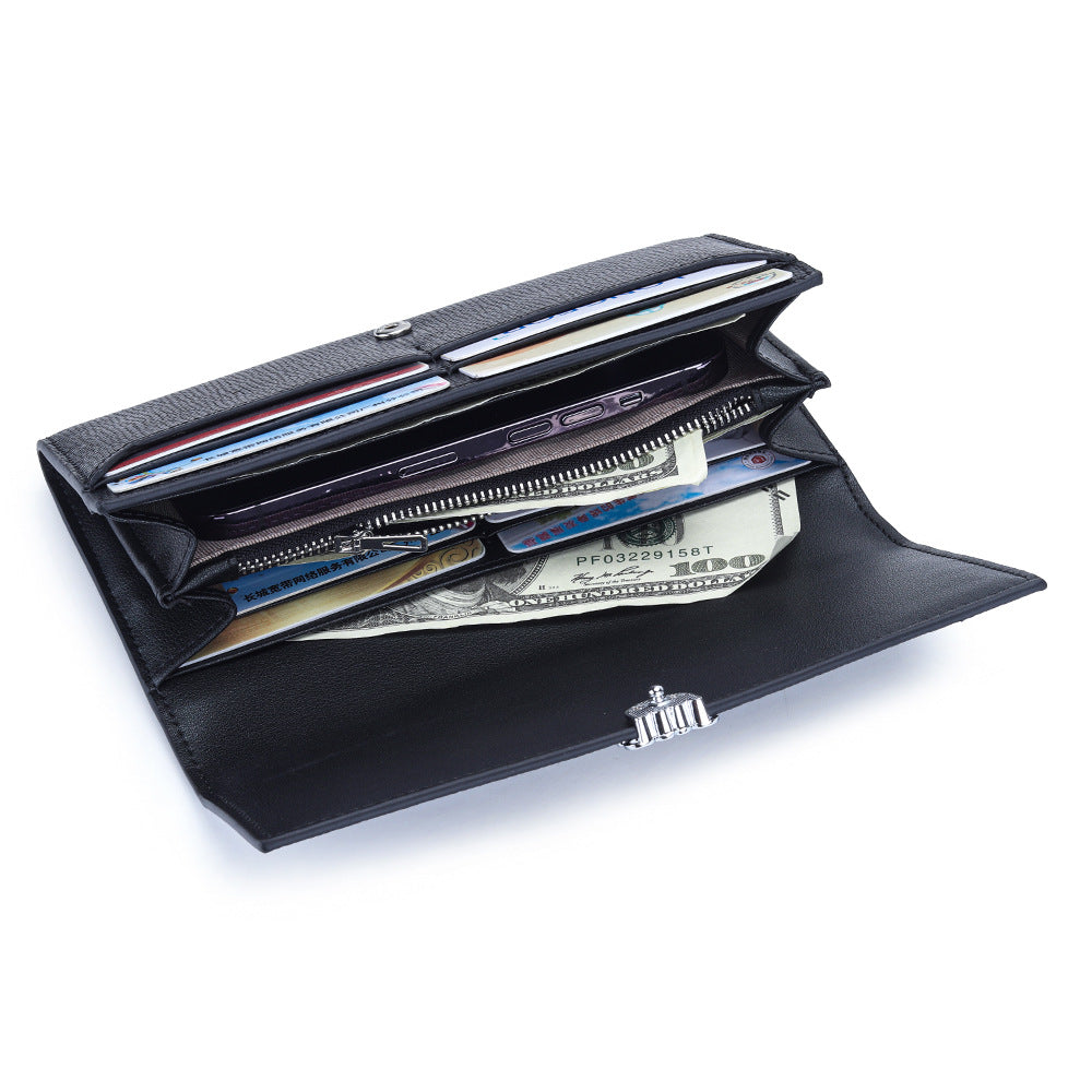 Women's Long Cowhide Hand Holding Large Capacity Multiple Ladies Wallet