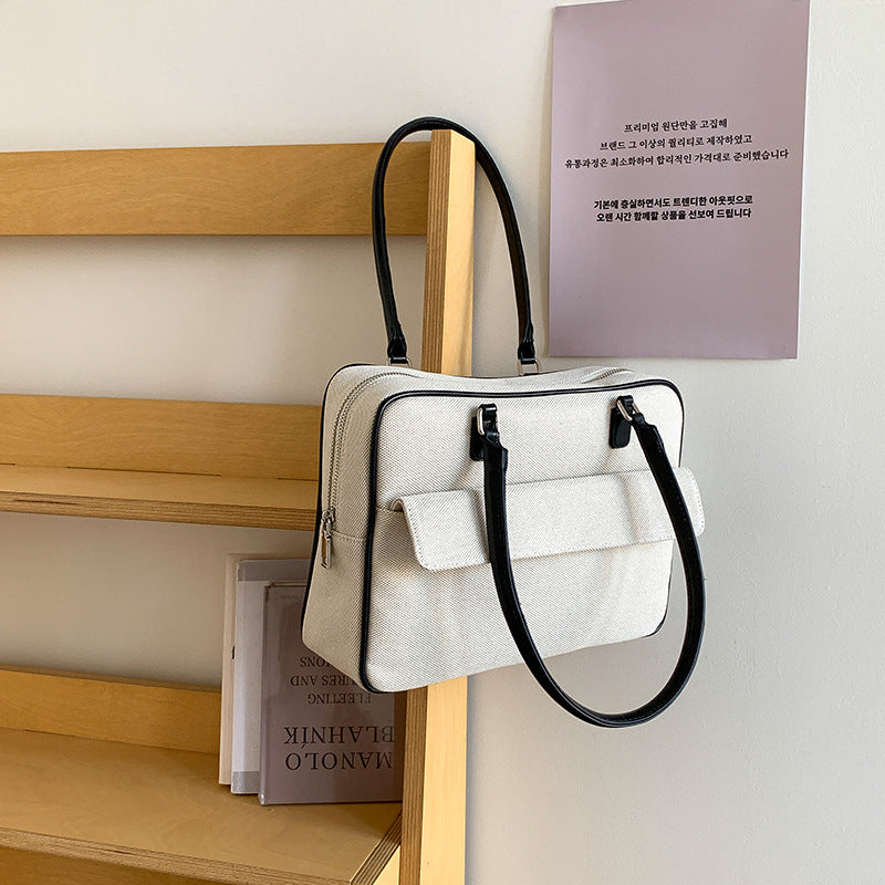 Women's Color Matching Large Capacity Retro Fashion Handbags