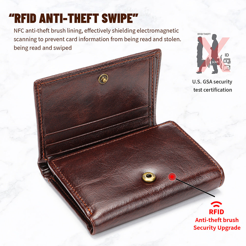 Men's American Gold Clip Swiping Multiple Slots Short Men's Wallets