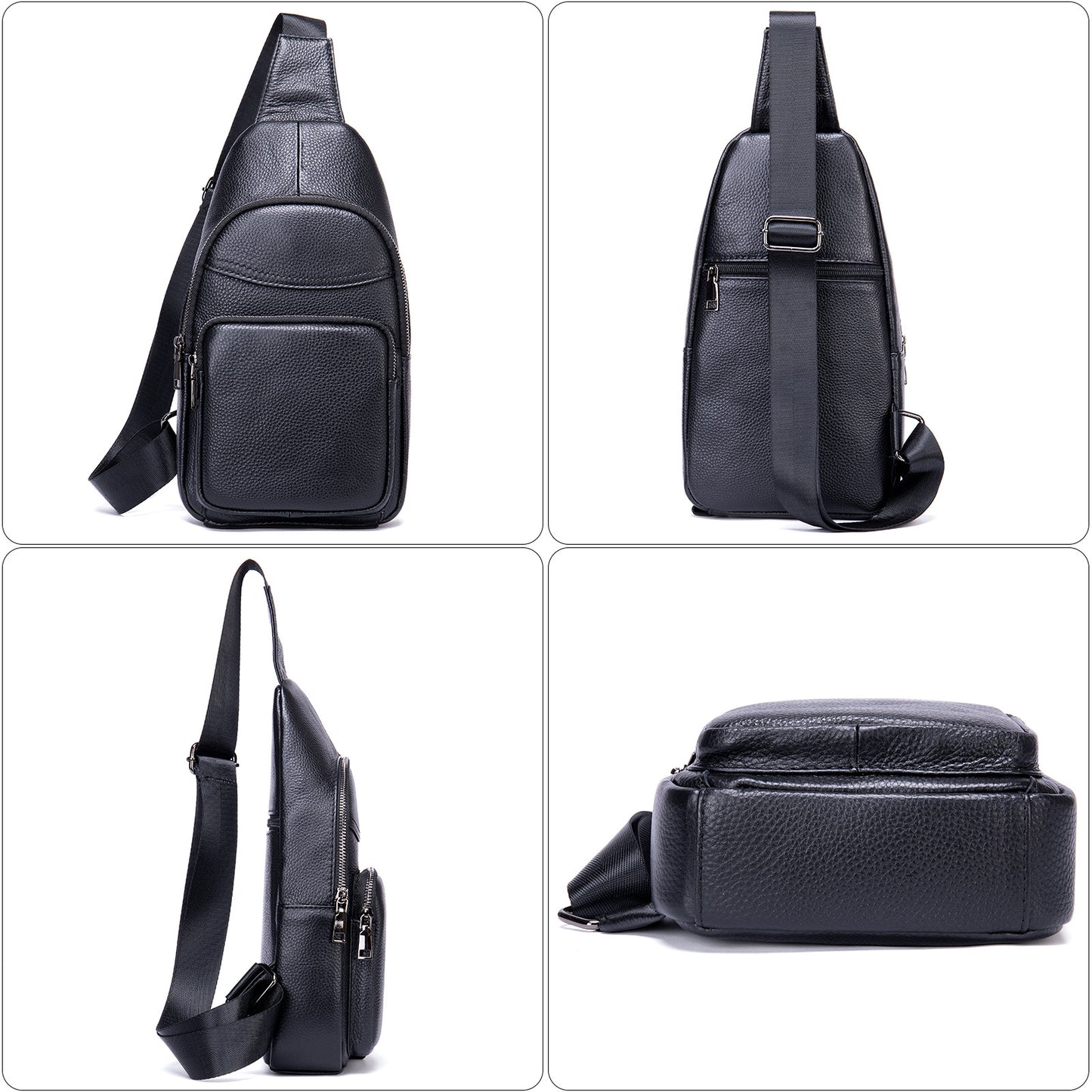 Men's Leather First Layer Trendy Large Capacity Men's Chest Bags