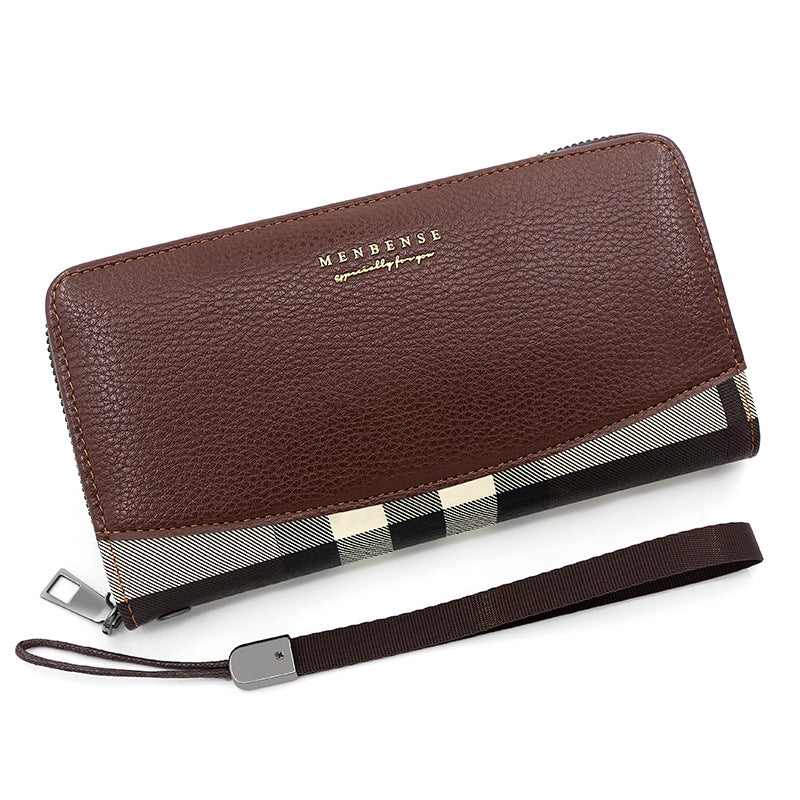 Men's Stitching Long Zipper Boutique Large Capacity Multi Men's Wallet