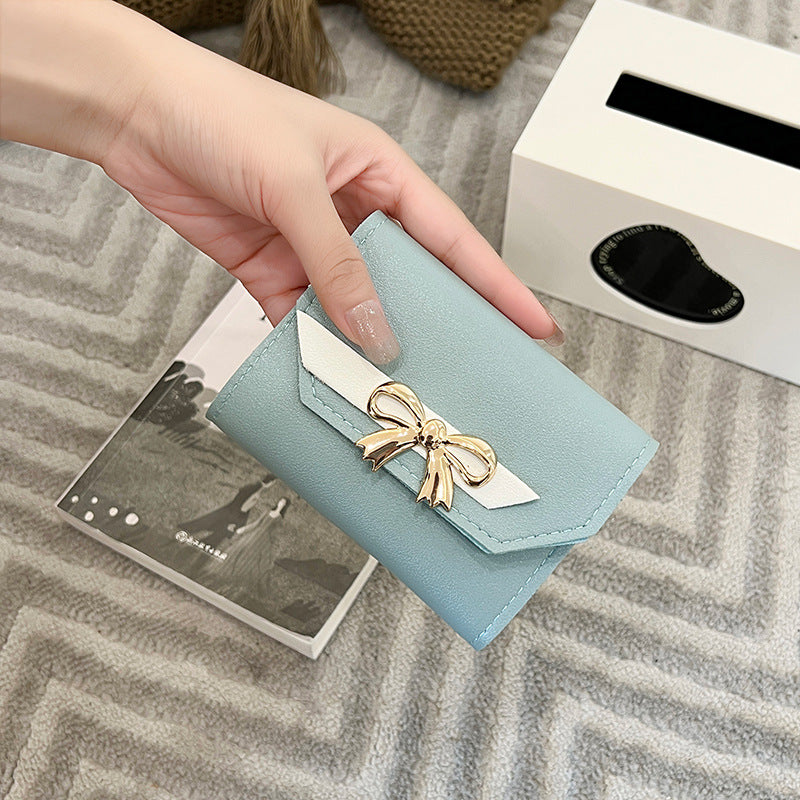 Women's Bow Short Three-fold Button Mini Cheap Bags