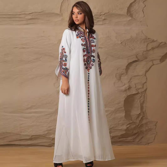 Women's Muslim Robe Rope Embroidery Craft Leisure Clothing