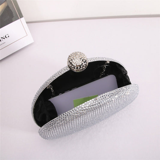 Light Luxury Double-sided Rhinestone Semicircle Clutch Party Wedding Banquet Evening Bags