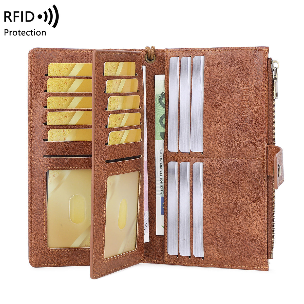 Women's Multiple Slots Long Retro Fashion Clutch Ladies Wallet