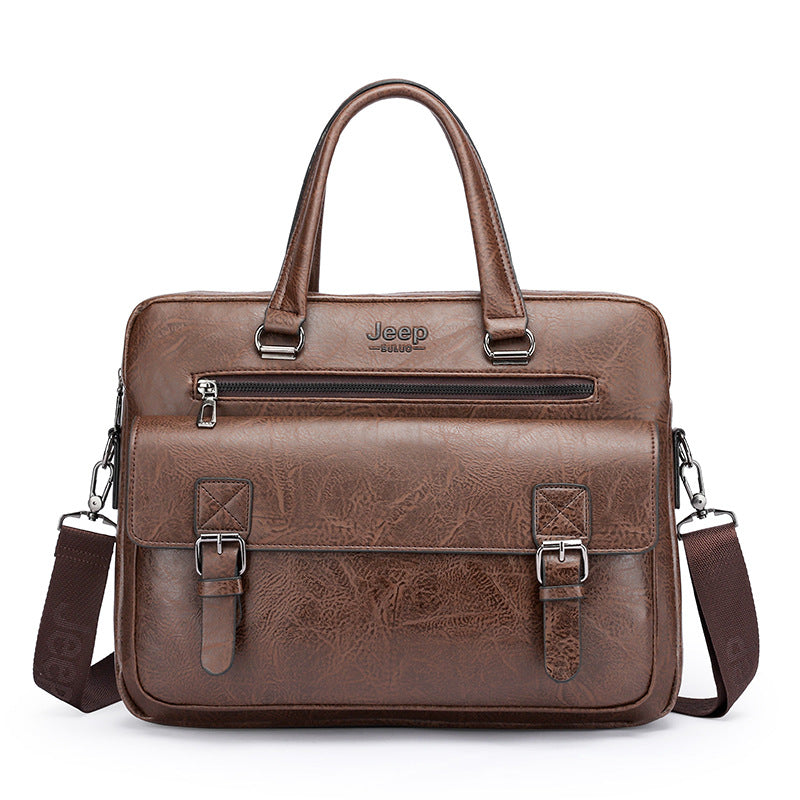 Men's Fashion Jeep Business Retro Leather Men's Briefcases