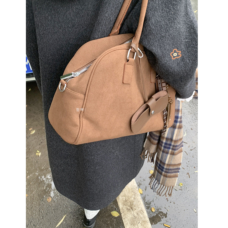 Women's Design Portable Commuter Suede Bowling Large Armpit Bags