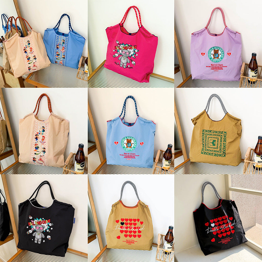 Environmental Protection Waterproof Nylon Embroidery Fashion Large Bags