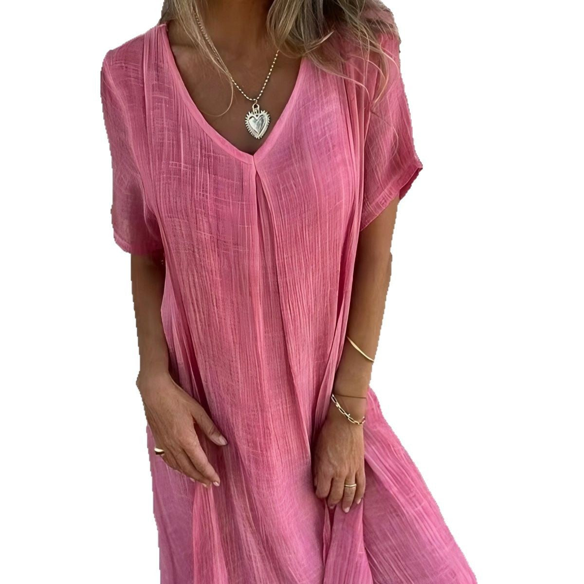 Casual Loose Dress Sleeve Solid Color Dresses