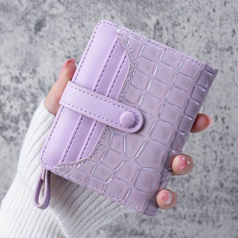 Women's Stone Crocodile Short Korean Style Zipper Ladies Wallet
