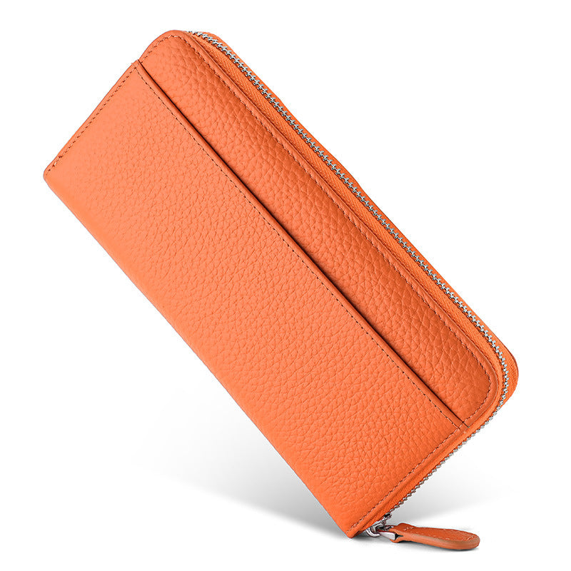 Women's Genuine Leather Long Zipper Clutch Ladies Wallets