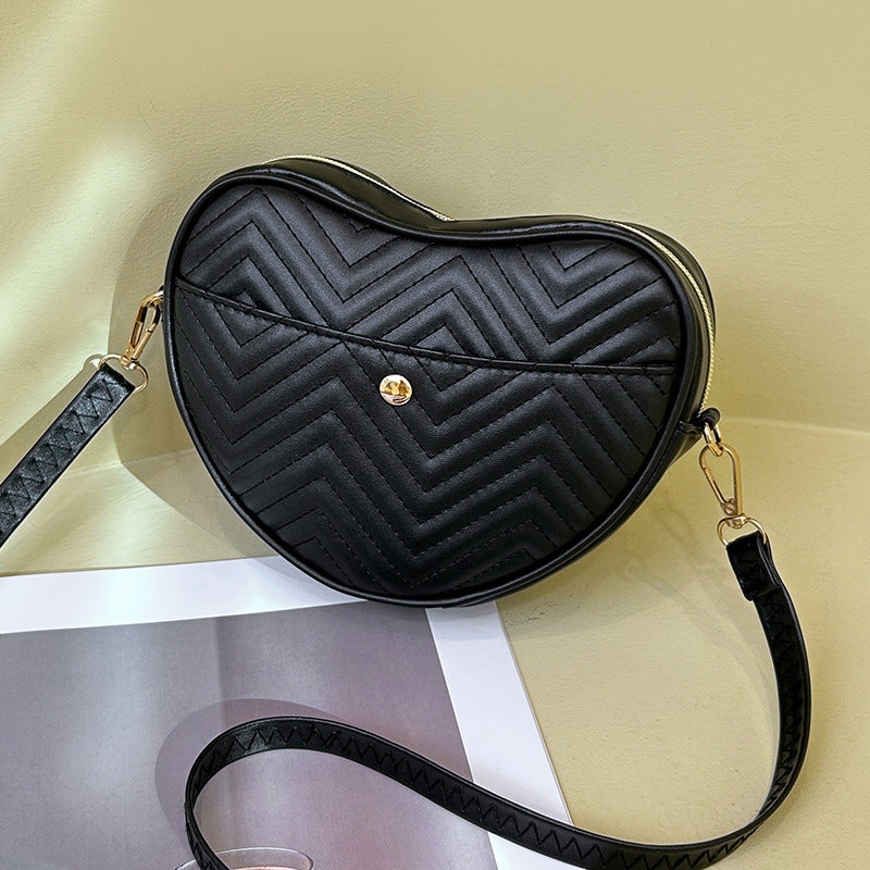 Women's Embroidered Heart Design High-grade Trendy Peach Women's Messenger Bag