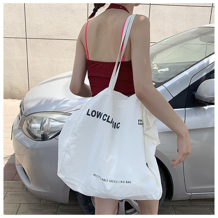 Live Streaming Large Capacity Canvas Korean Style Portable Commuter Shopping Women's Shoulder Bag