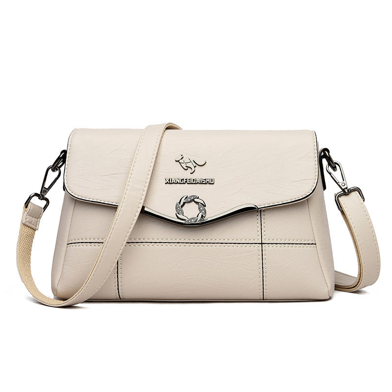 Women's Kangaroo Mother Simple Embroidery Line Shoulder Bags