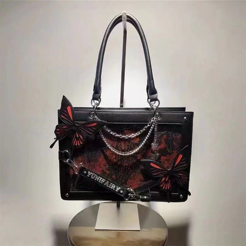 Labyrinth Butterfly Cartoon Gothic Spider Web Tote Bags