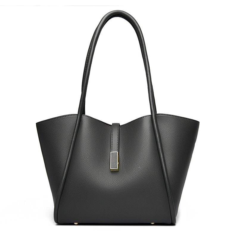 Women's Simple Large Capacity Totes Trendy Leather Shoulder Bags