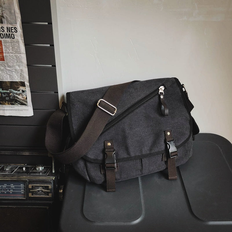 Men's Large Capacity Washed Canvas Trendy Cool Bags