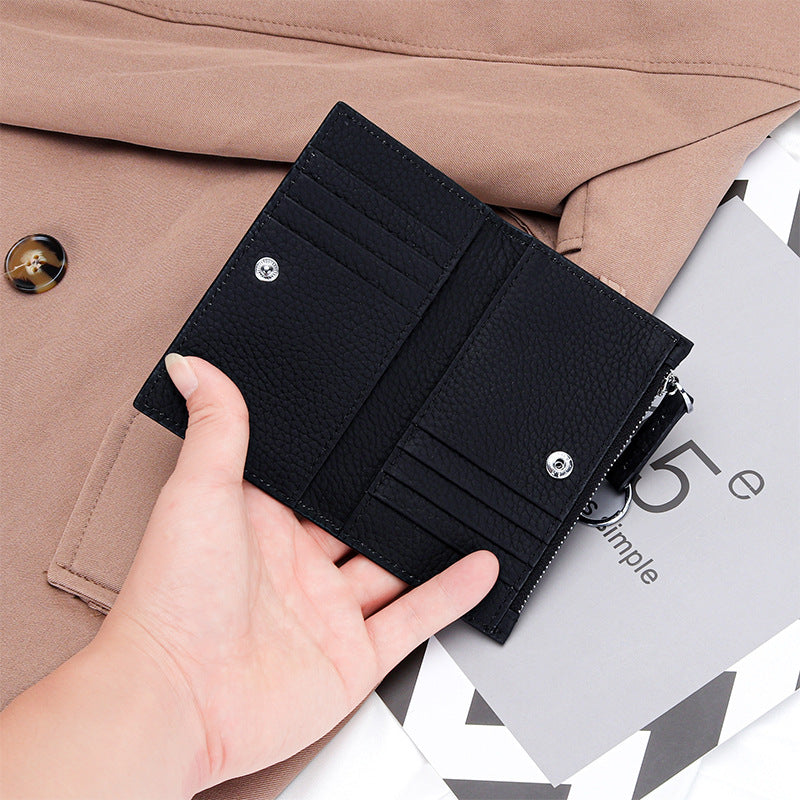 Women's Pure Cowhide Short Versatile Multiple Slots Coin Purses