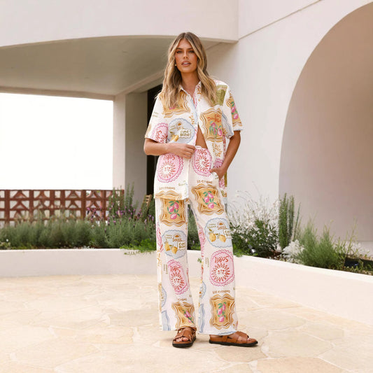 Fashion Personality Linen Sleeve Vacation Leisure Suits