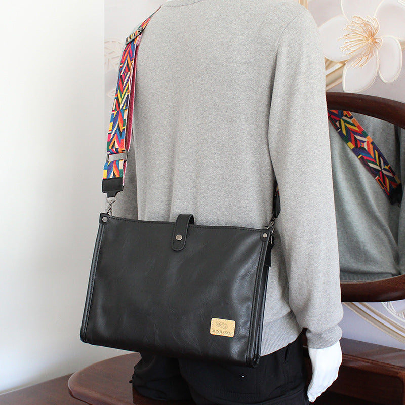 Men's Business Large Capacity Simple Leather Black Men's Messenger Bags