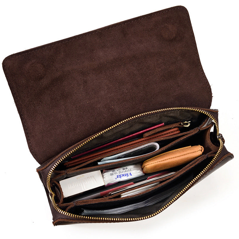 Horse Leather Clutch Large Capacity Vintage First Layer Men's Wallets