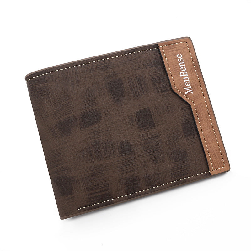 Men's Short Color Block Matte Multiple Slots Men's Wallet