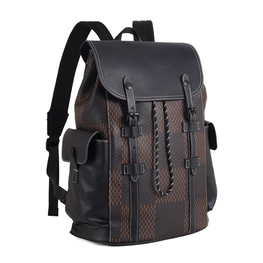 Men's Fashion Plaid Trendy Large Capacity College Backpacks